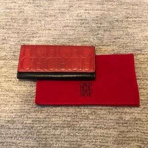 Carolina Herrera trifold black and red wallet